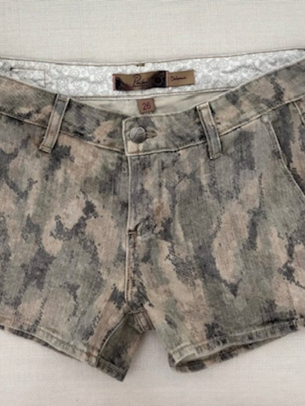 PAIGE Premium Debonair "Camo" Snake Print Jean Short - Size 26
